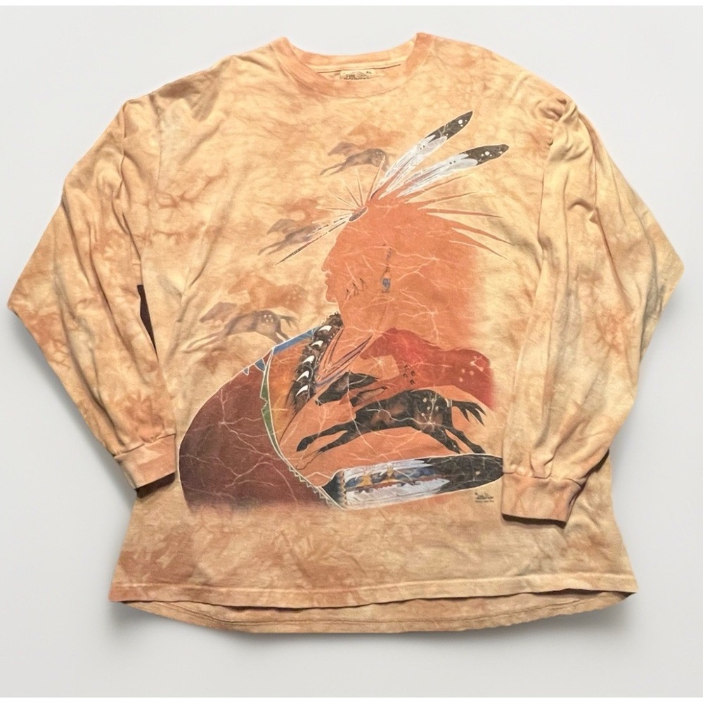 Vintage 2001 The Mountain Gina Gray Native American T-Shirt Long Sleeve XL Y2K